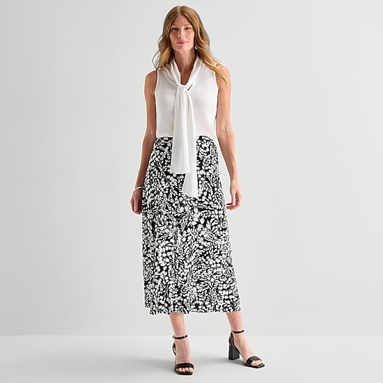 Black Label by Evan-Picone Womens High Rise Maxi Skirt