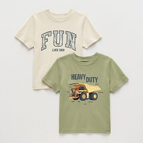 Okie Dokie Toddler & Little Boys Crew Neck Short Sleeve Classic Fit 2-pc. Graphic T-Shirt, 2t, Beige
