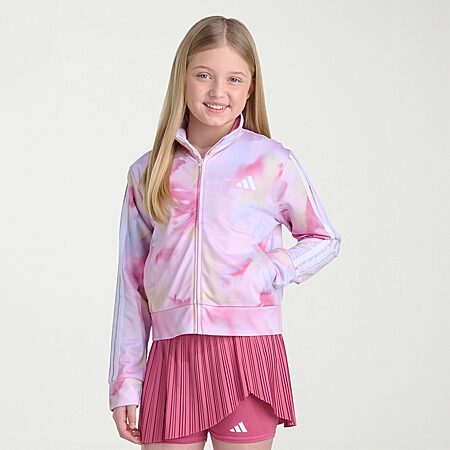 adidas Big Kid Girls Lightweight Track Jacket, Color: Crystal Sky