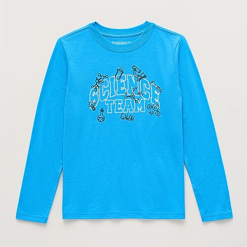 Thereabouts Little & Big Kid Boys Crew Neck Long Sleeve Regular Fit Graphic T-Shirt, Xxl (22) Husky, Blue