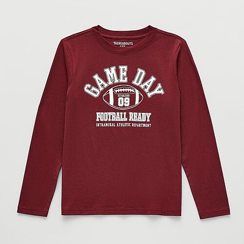 Thereabouts Little & Big Kid Boys Crew Neck Long Sleeve Regular Fit Graphic T-shirt In Red