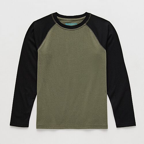 Thereabouts Little & Big Kid Boys Crew Neck Long Sleeve T-shirt In Green