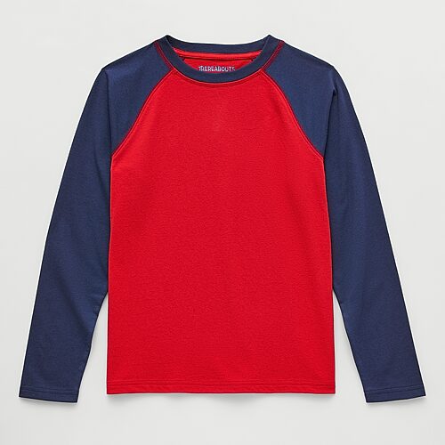 Thereabouts Little & Big Kid Boys Crew Neck Long Sleeve T-shirt In Red