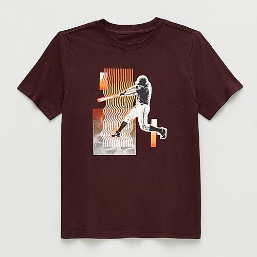 Xersion Little & Big Kid Boys Crew Neck Short Sleeve Regular Fit Graphic T-shirt In Brown
