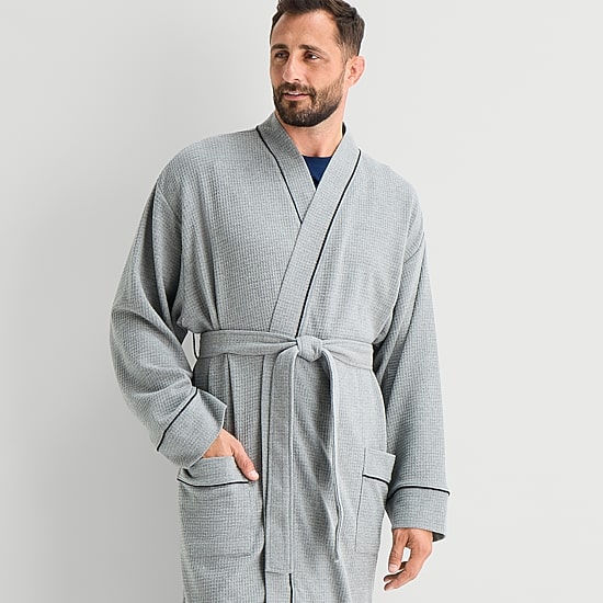Stafford Waffle One Size Mens Waffle Long Sleeve Long Length Robe