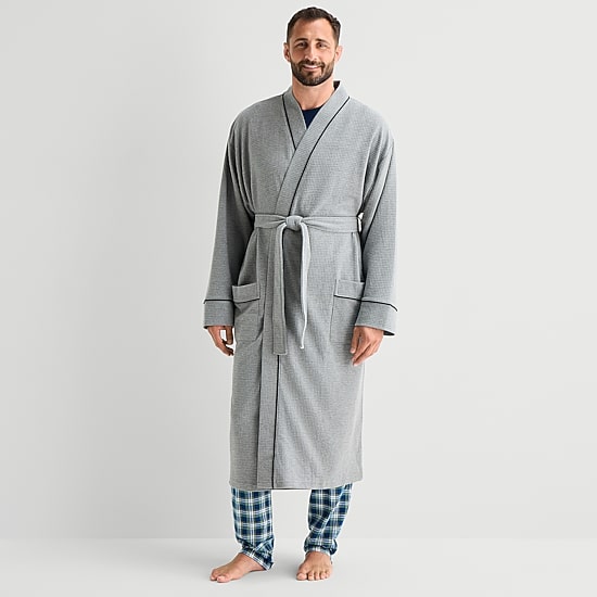 Stafford Waffle One Size Mens Waffle Long Sleeve Long Length Robe