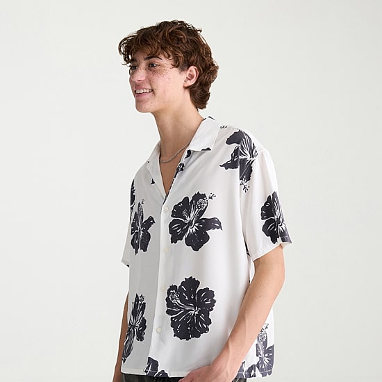 AEROPOSTALE Mens Short Sleeve Boxy Fit Button-Down Shirt