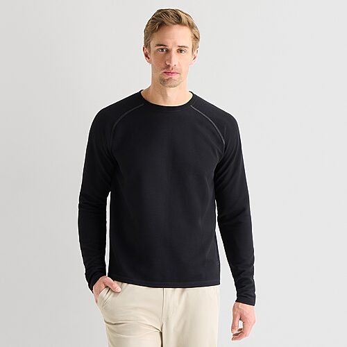 Xersion Mens Crew Neck Long Sleeve Quick Dry T-shirt In Black