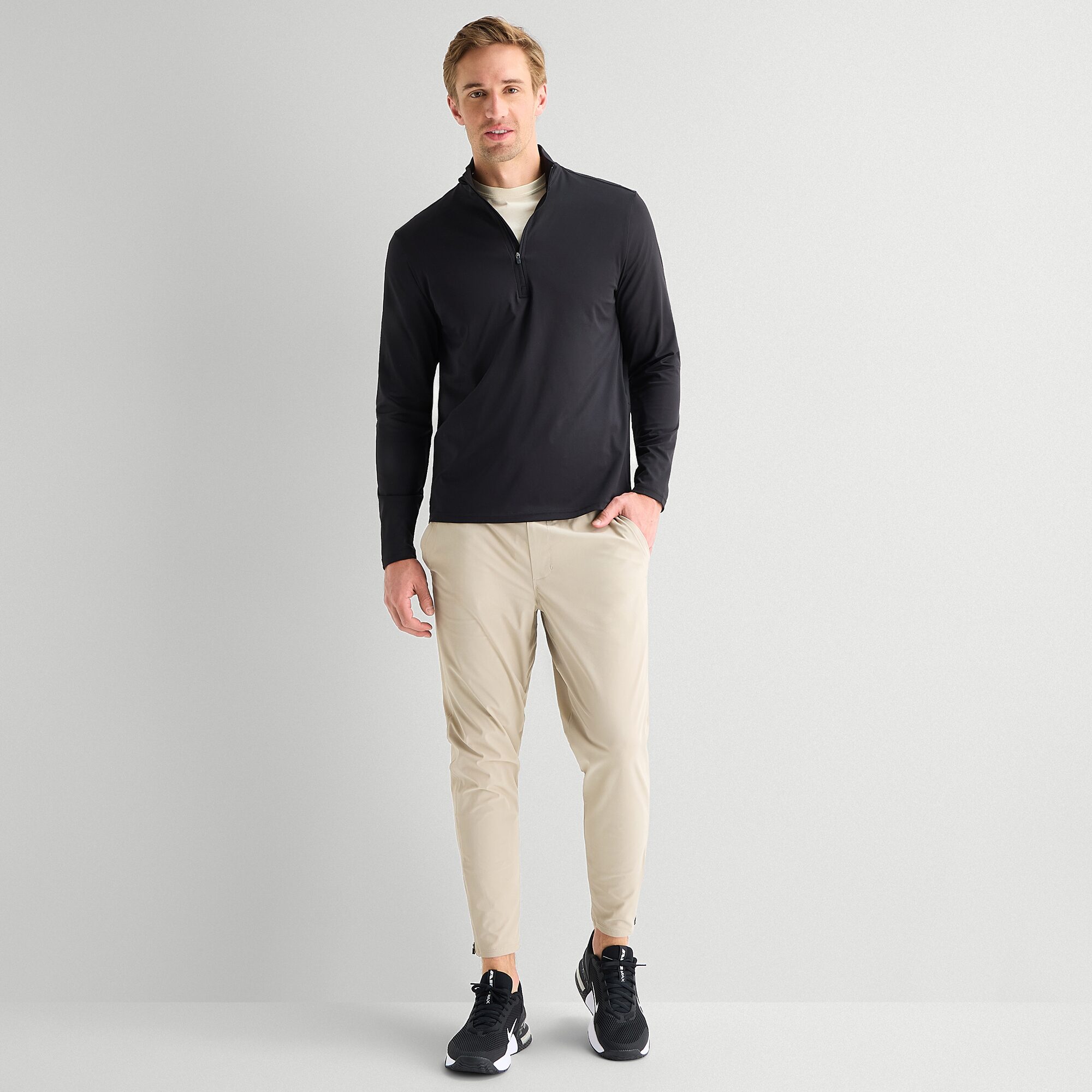 Xersion Mens Mock Neck Long Sleeve Quarter-Zip Pullover