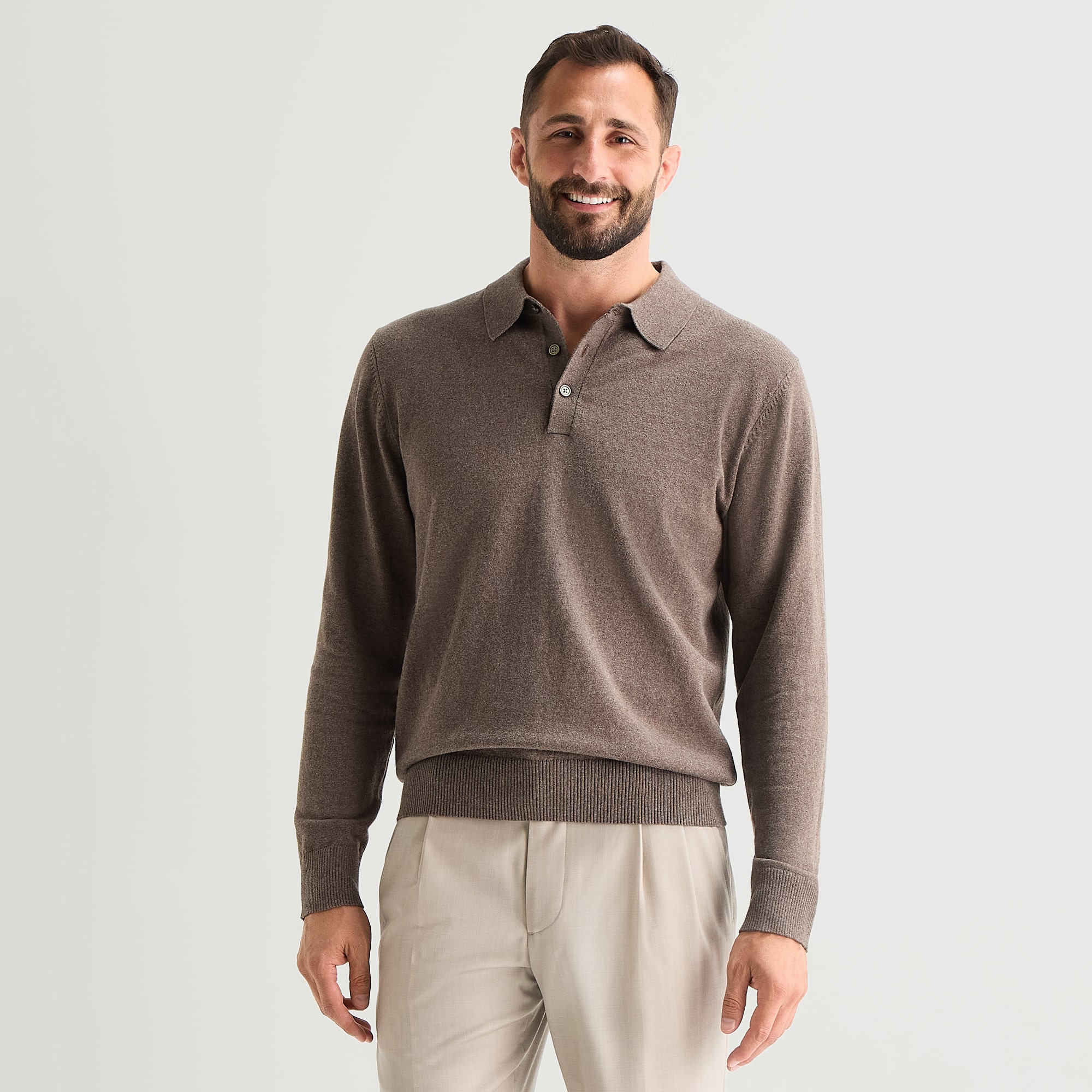Stafford Mens Long Sleeve Polo Sweater