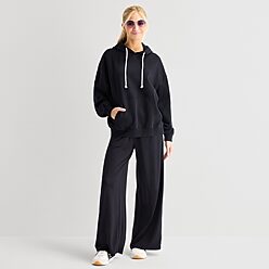 Arizona Womens Juniors Long Sleeve Fleece Hoodie, Color: Black