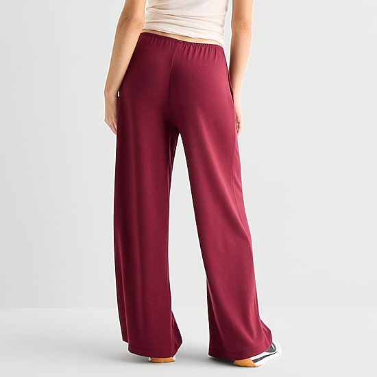 Arizona Womens Juniors Wide Leg Mid Rise Sweatpant