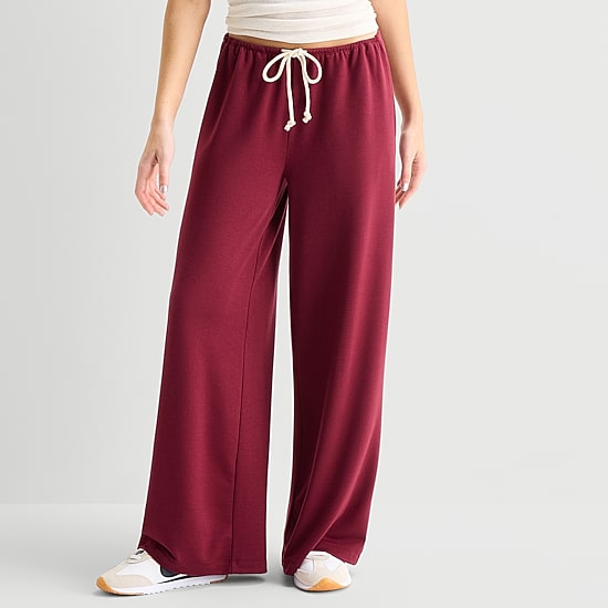 Arizona Womens Juniors Wide Leg Mid Rise Sweatpant