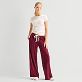 Arizona Womens Juniors Wide Leg Mid Rise Fleece Sweatpant