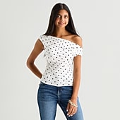 Arizona Womens Juniors Sleeveless Off the Shoulder Top