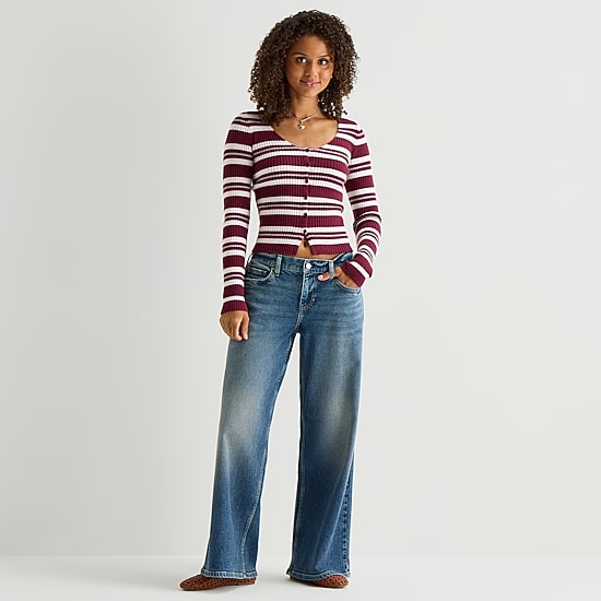 Arizona Curvy Womens Juniors Low Rise Baggy Fit Jean