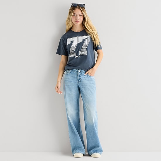 Arizona Womens Juniors Low Rise Baggy Fit Jean