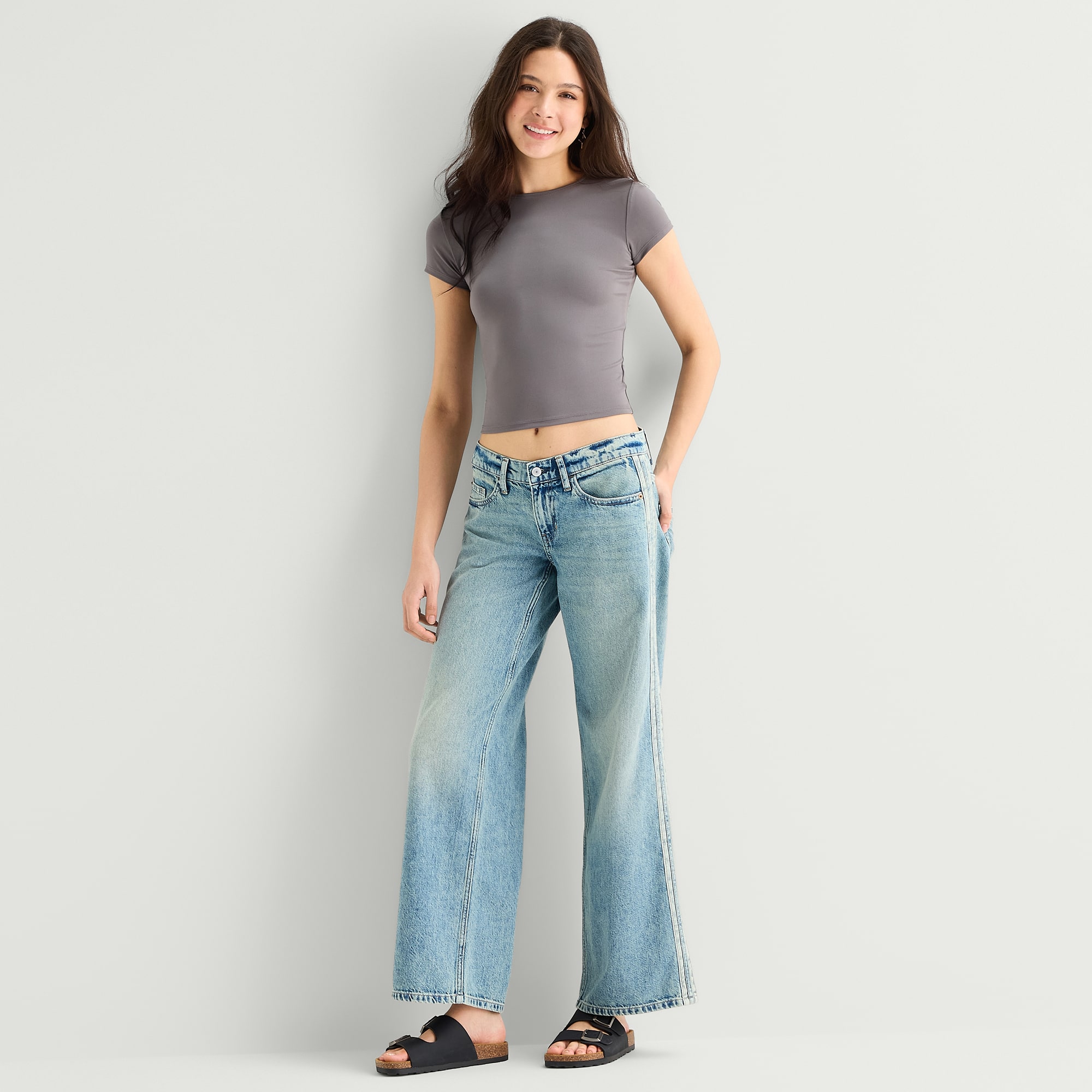 Arizona Womens Juniors Low Rise Baggy Fit Jean