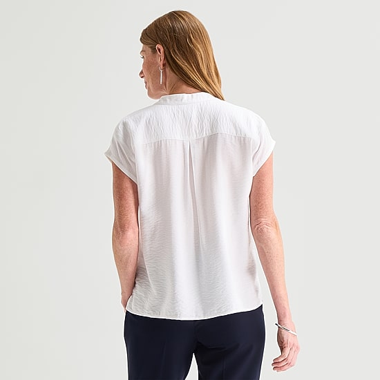 Liz Claiborne Womens Round Neck Short Sleeve Blouse