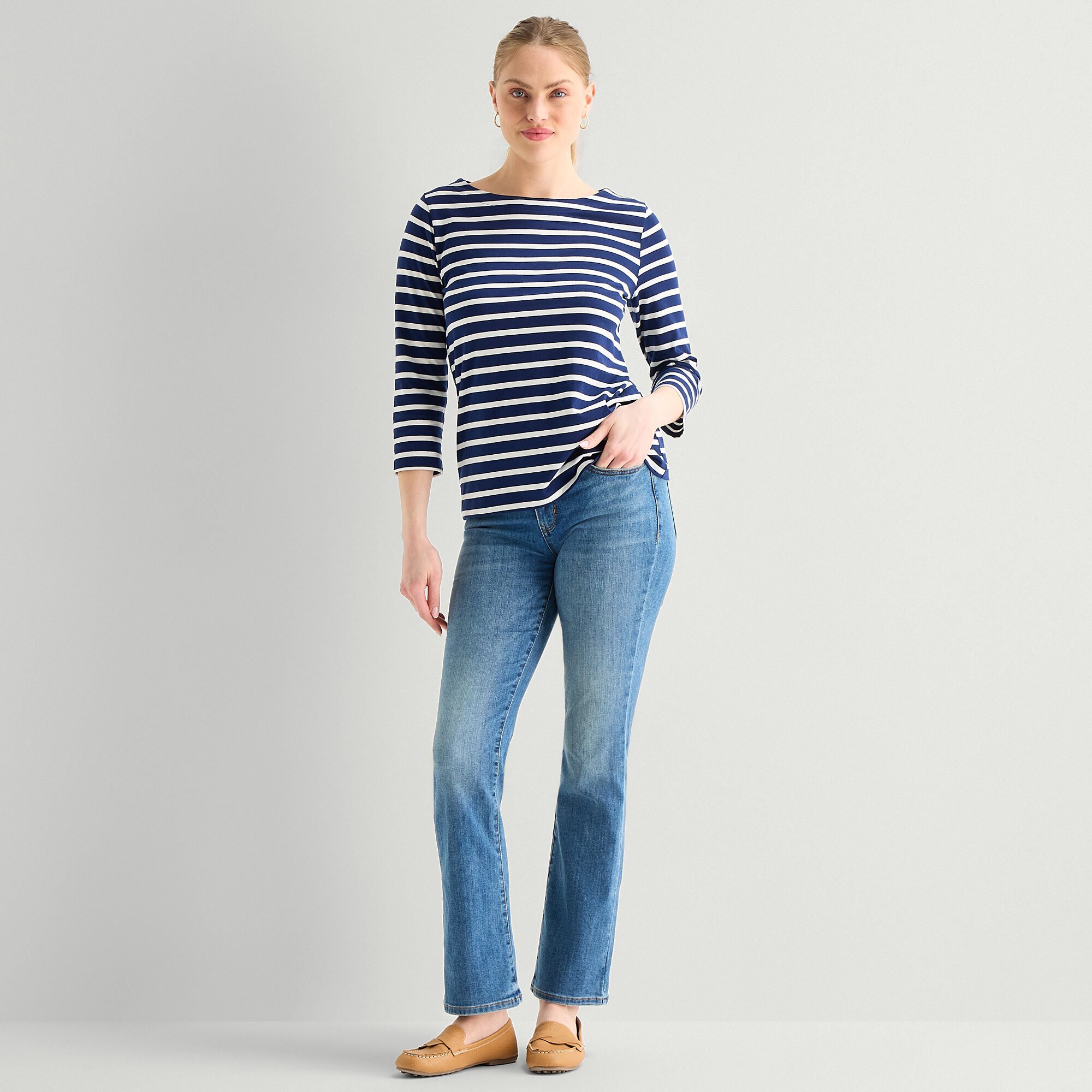 St. John's Bay Womens Boat Neck Elbow Sleeve T-Shirt