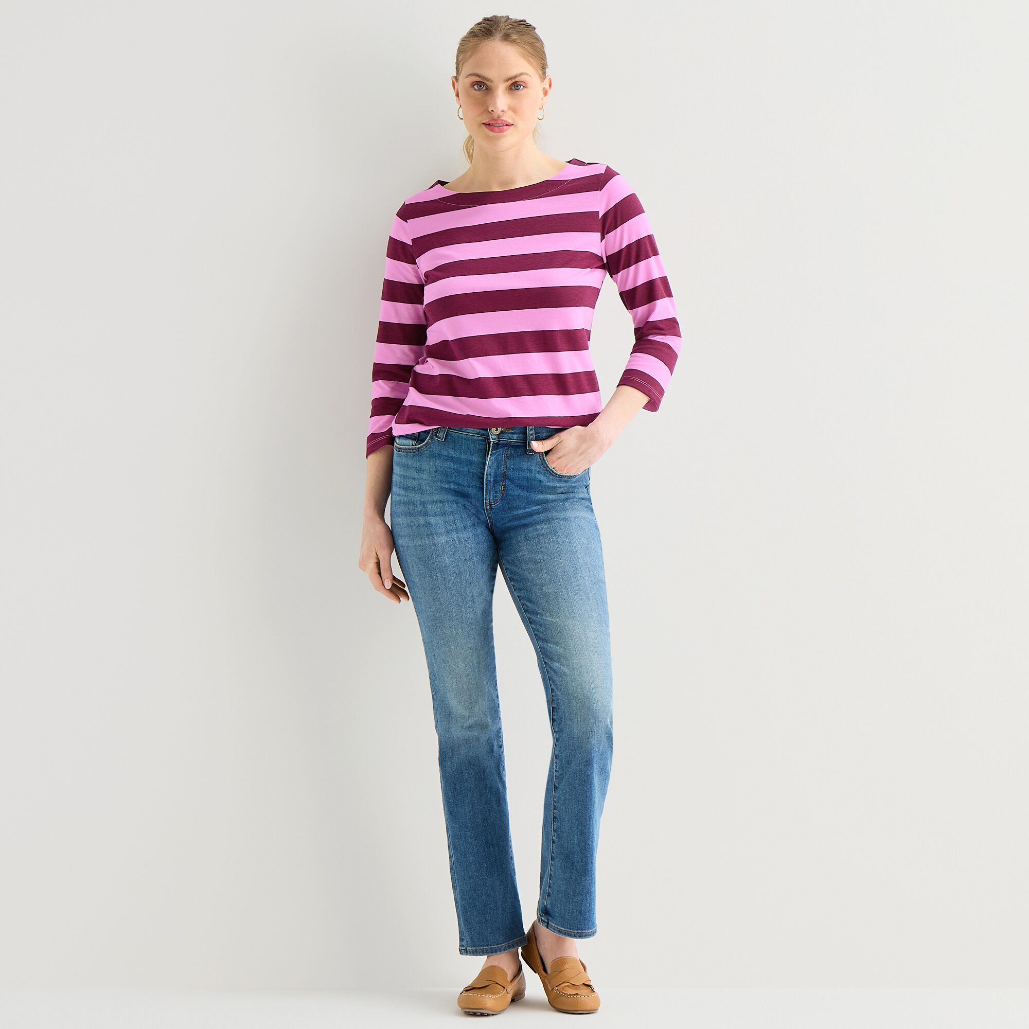 St. John's Bay Womens Boat Neck Elbow Sleeve T-Shirt