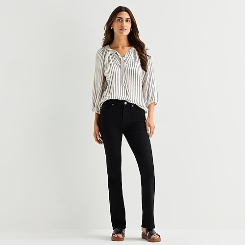 St. John's Bay Womens Mid Rise Bootcut Jean In Black