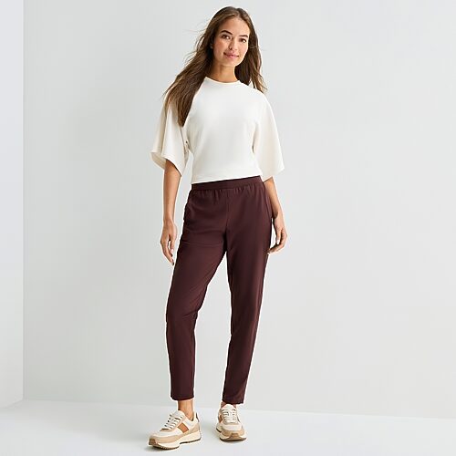 Stylus Womens Slim Mid Rise Jogger Pant In Brown