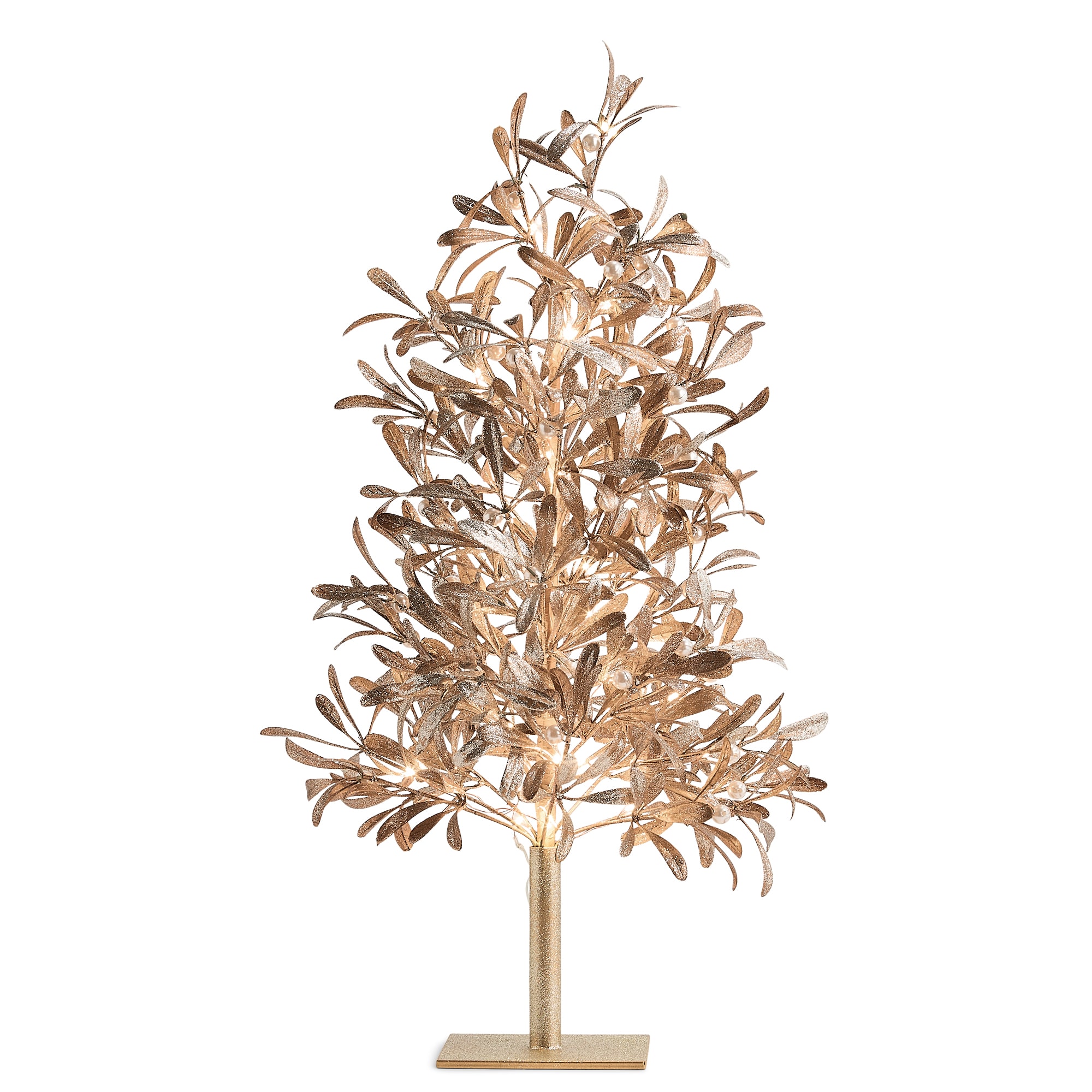 North Pole Trading Co. 24" Led Gold Leaf Tree Lighted Christmas Tabletop Decor