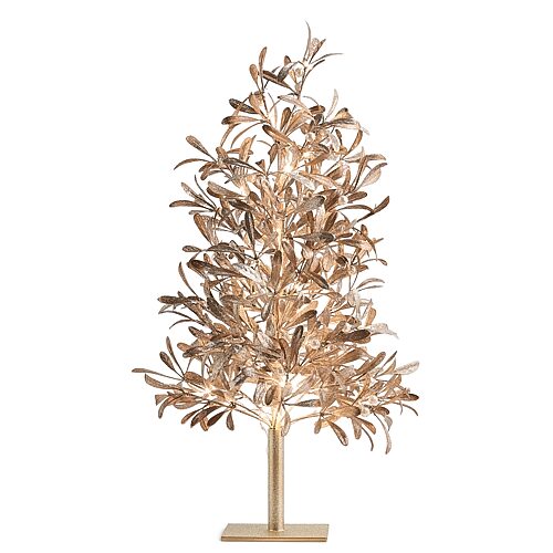 North Pole Trading Co . Led Gold Leaf Tree Lighted Christmas Tabletop Decor In Yellow