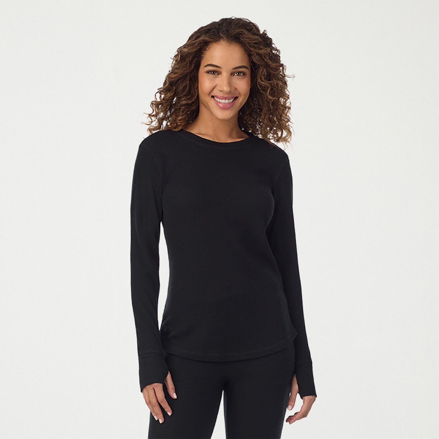 Cuddl Duds Womens Cozy Stretch Thermal Round Neck Long Sleeve Shirt