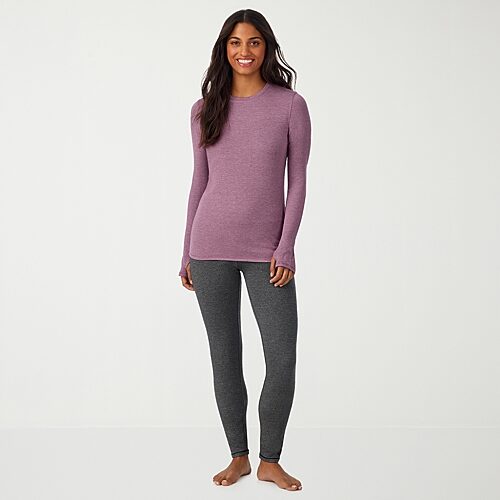 Cuddl Duds Womens Ultra Cozy Round Neck Long Sleeve Thermal Shirt In Purple