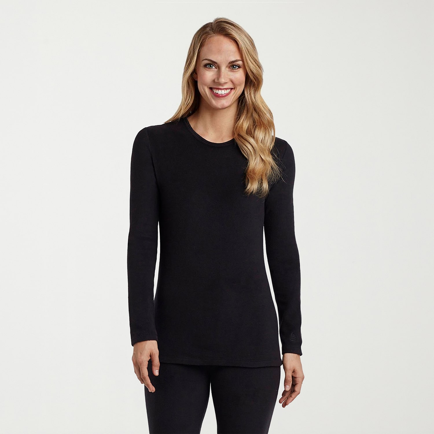 Cuddl Duds Womens Fleecewear With Stretch Round Neck Long Sleeve Thermal Shirt