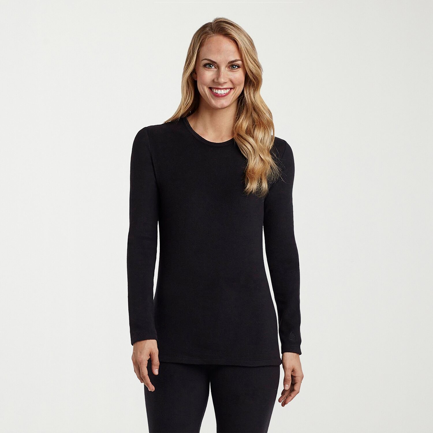 Cuddl Duds Womens Fleecewear With Stretch Round Neck Long Sleeve Thermal Shirt