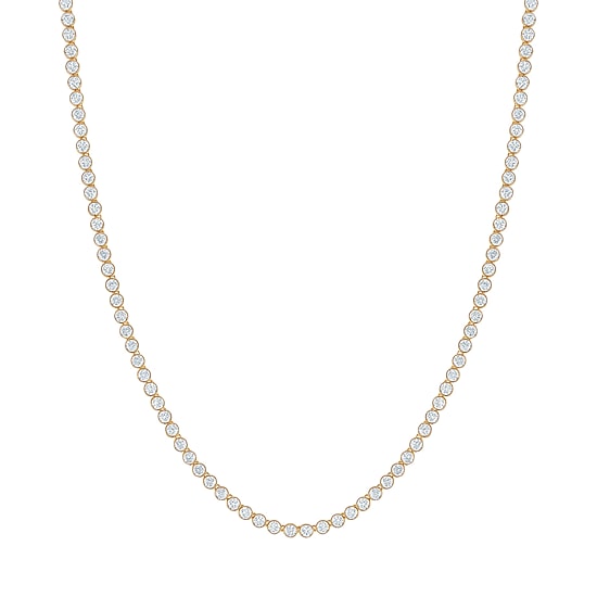 (F / Si2) Womens White Diamond 10K Gold 18 Inch Tennis Necklace