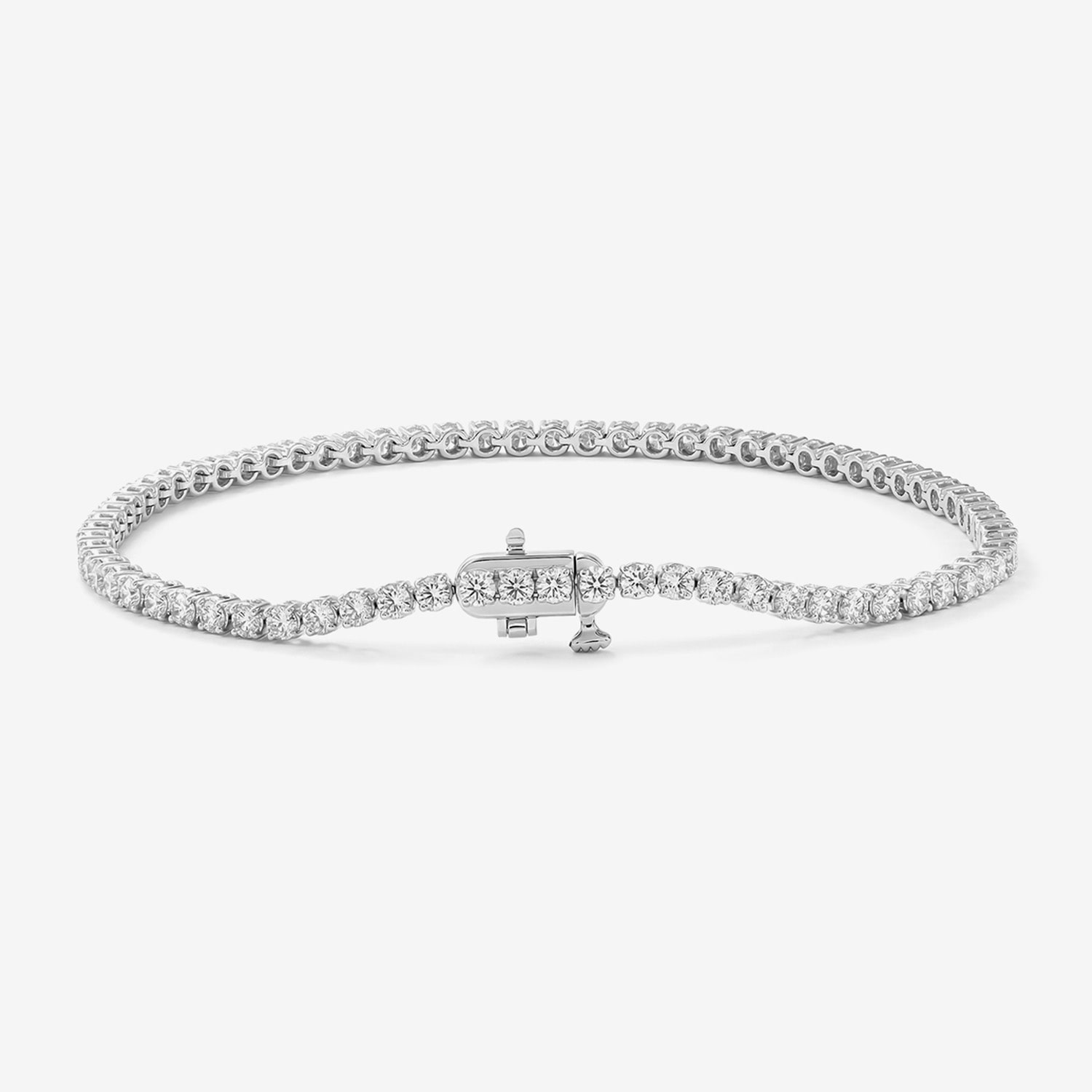F / Si2) Womens CT. T.W. Lab Grown White Diamond 10K Gold 7.25 Inch Tennis Bracelet