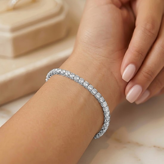 (F / Si2) Womens 3 CT. T.W. Lab Grown White Diamond 10K Gold 7.25 Inch Tennis Bracelet