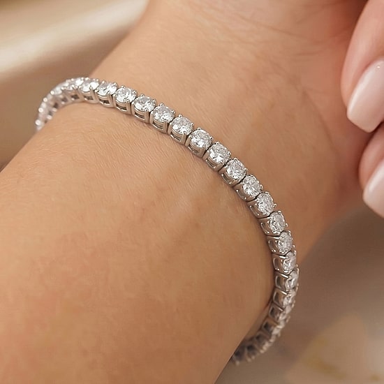 (F / Si2) Womens 15 Ct. T.W. Lab Grown White Diamond 10K Gold 6 1/2 Inch Tennis Bracelet