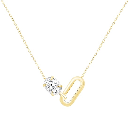 (I/Si2) Womens 1/2 CT. T.W. Lab Grown White Diamond 14K Gold Over Silver Oval 18 Inch Pendant Necklace