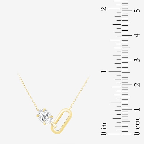 (I/Si2) Womens 1/2 CT. T.W. Lab Grown White Diamond 14K Gold Over Silver Oval 18 Inch Pendant Necklace