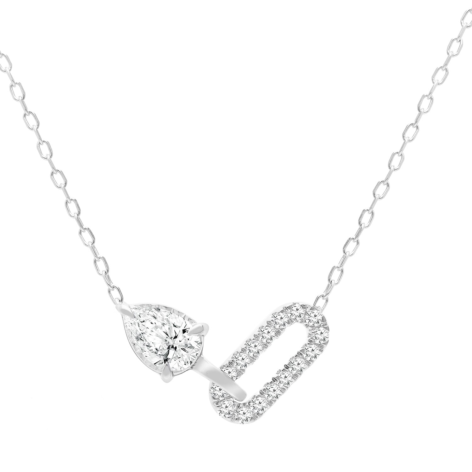 (I/Si2) Womens 1/2 CT. T.W. Lab Grown White Diamond Sterling Silver Pear 18 Inch Pendant Necklace