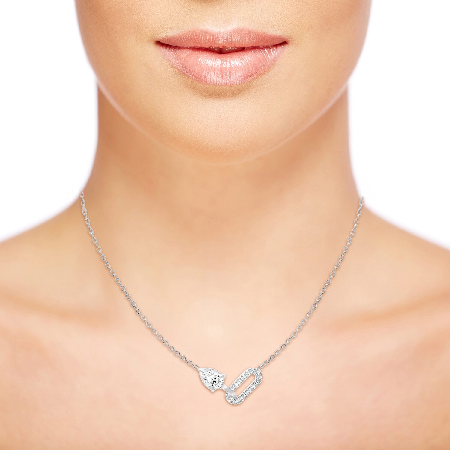 (I/Si2) Womens 1/2 CT. T.W. Lab Grown White Diamond Sterling Silver Pear 18 Inch Pendant Necklace