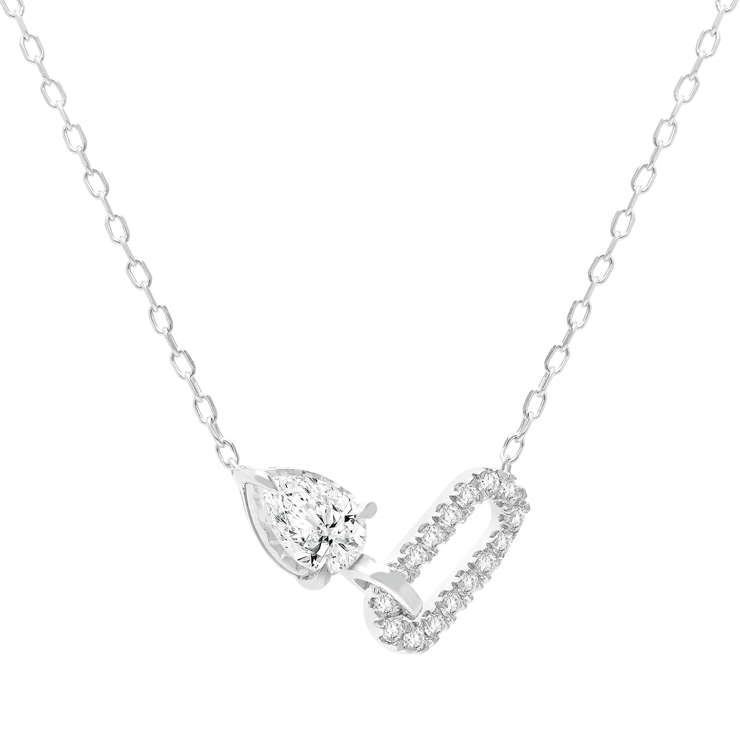 (I/Si2) Womens 1/2 CT. T.W. Lab Grown White Diamond Sterling Silver Pear 18 Inch Pendant Necklace