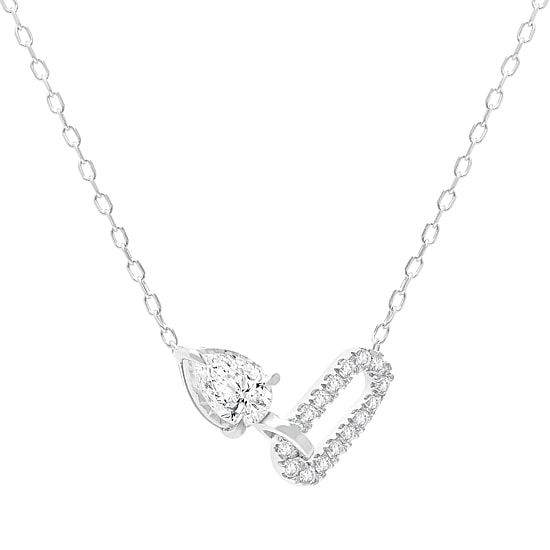 (I/Si2) Womens 1/2 CT. T.W. Lab Grown White Diamond Sterling Silver Pear 18 Inch Pendant Necklace