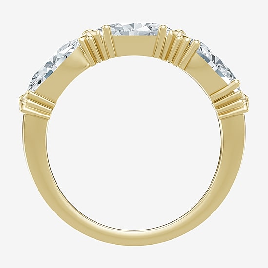 (F / Vs2) Womens 4MM 1 1/2 CT. T.W. Lab Grown White Diamond 10K Gold 3-Stone Wedding Band