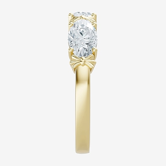 (F / Vs2) Womens 4MM 1 1/2 CT. T.W. Lab Grown White Diamond 10K Gold 3-Stone Wedding Band