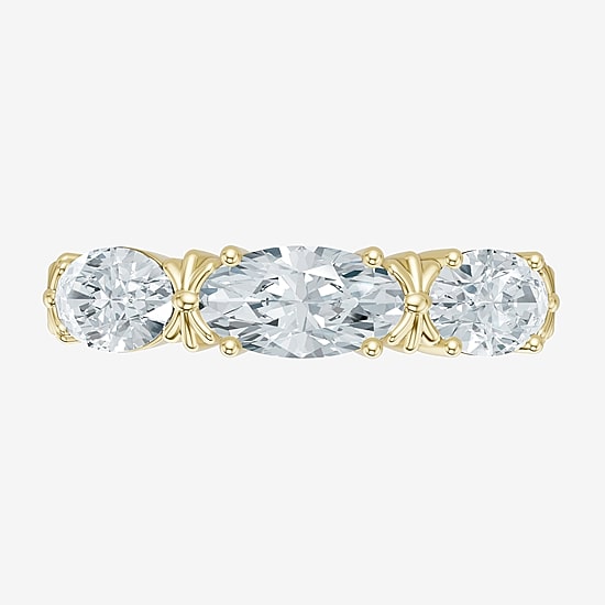 (F / Vs2) Womens 4MM 1 1/2 CT. T.W. Lab Grown White Diamond 10K Gold 3-Stone Wedding Band