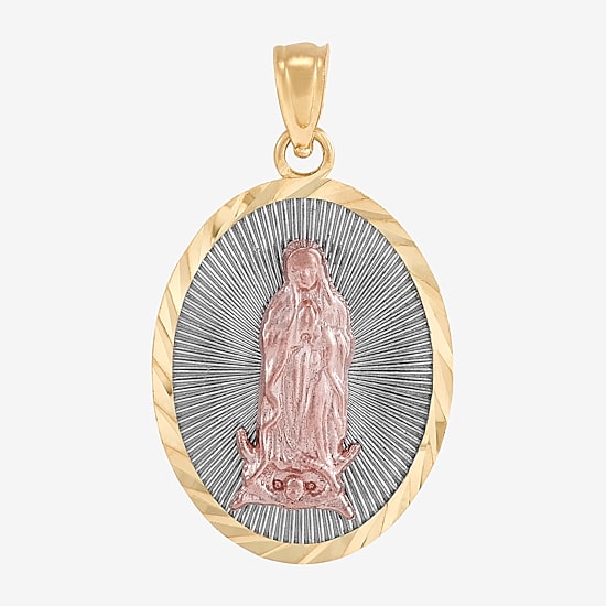 Virgin Mary Womens 10K Gold Oval Pendant