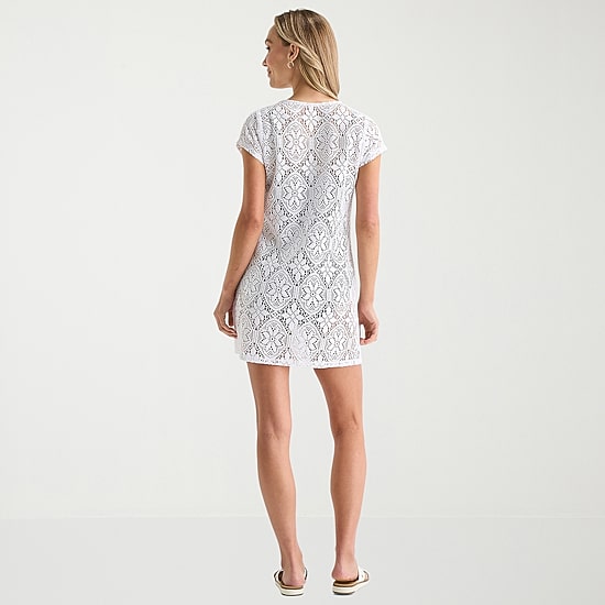Liz Claiborne Womens Circles Crochet Dress Swimsuit Cover-Up