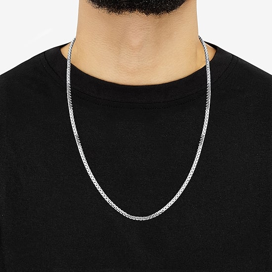 Made in Italy Mens Sterling Silver 24 Inch Box Chain Necklace