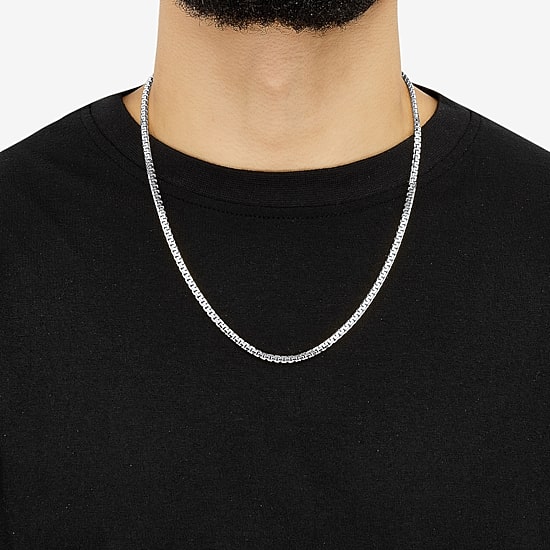 Made in Italy Mens Sterling Silver 22 Inch Box Chain Necklace